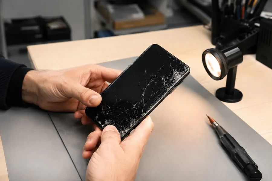 Diagnostic d'un téléphone à l'écran fissuré