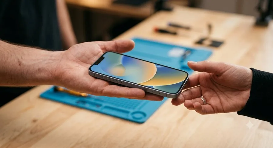 Téléphone réparé remis au client